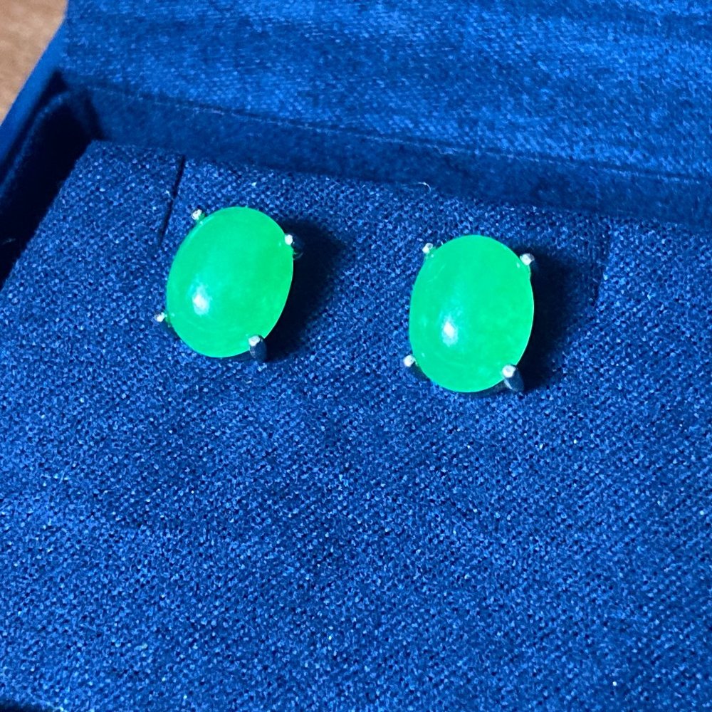 Jade Earrings Set in Sterling Silver